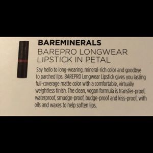 bareMinerals Makeup - 2/$10 Mini Bareminerals Lipstick in Petal bareMinerals Makeup - 2/$10 Mini Bareminerals Lipstick in Petal